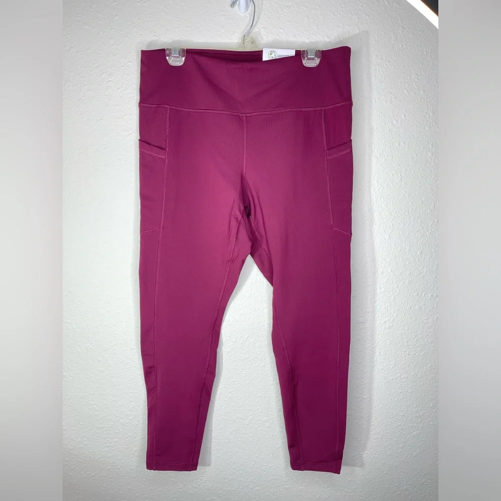 Members Mark Womens Extra Warm Legging. Fleece Lined Burgundy Size XL N…